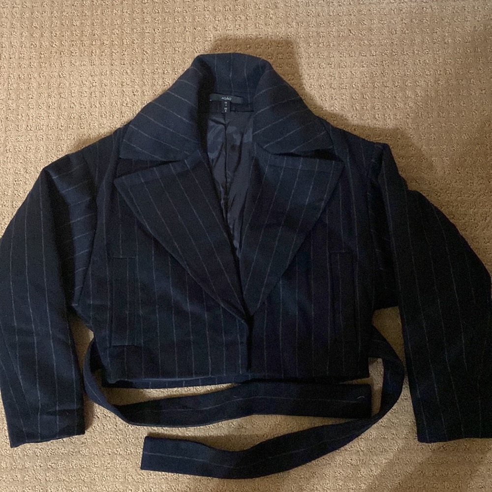 AQ/AQ Sana crop belted jacket with dolman sleeves.  Wool blend